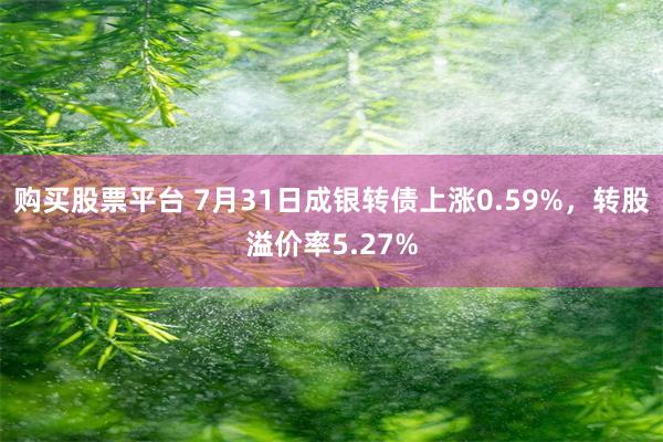 购买股票平台 7月31日成银转债上涨0.59%，转股溢价率5.27%